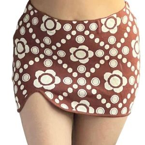 Urban Outfitters Susie Brown & White Low Rise Floral Mini Skirt Size Large